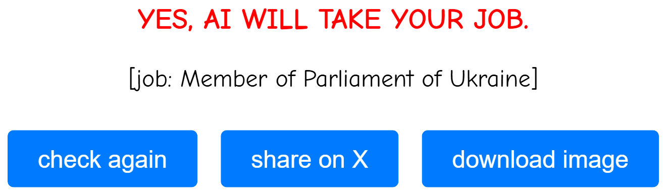 Чи забере ШІ вашу роботу? В мережі завірусився сайт-прогноз для всіх професій